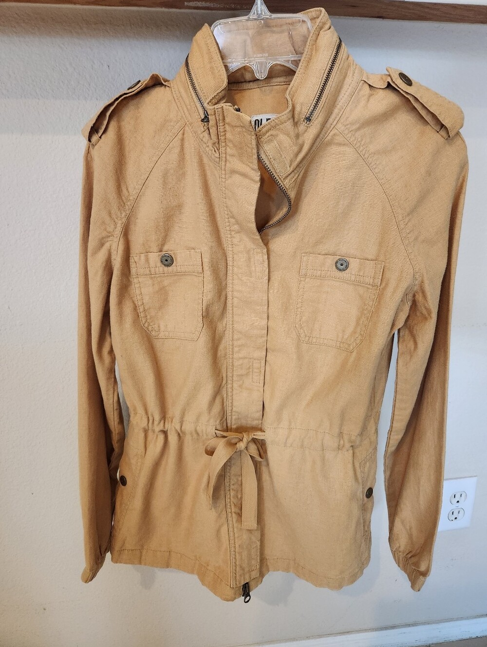 Old Navy Mustard Linen And Cotton Drawstring Utility Jacket